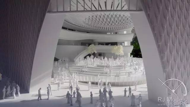 ▲戲曲中心概念模型內(nèi)往來不絕的人潮。