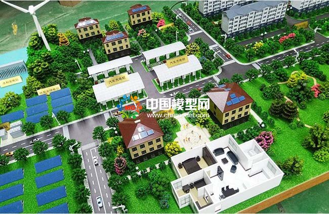 光伏電站應(yīng)用場景沙盤模型，太陽能光伏屋頂發(fā)電沙盤模型